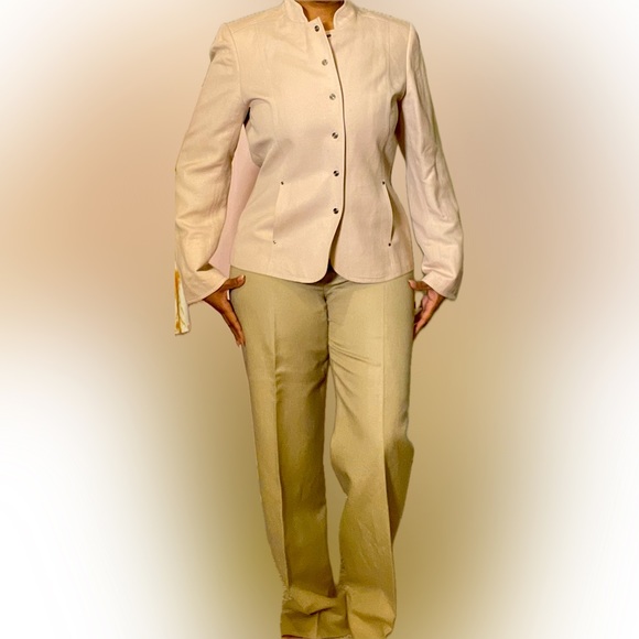 Liz Claiborne Tan and Pink Pants Suit Set Sz 8 - Picture 1 of 15